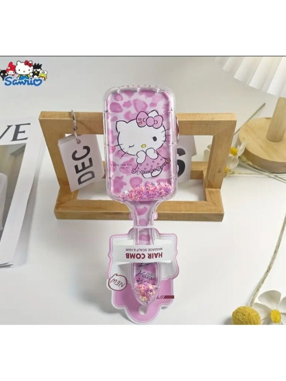Hello Kitty Air Cushion Hair Brush Pink Glitter Detangling Comb Cute Kawaii